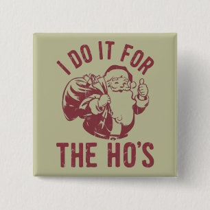 Badge Carré 5 Cm Visage de Père Noël de Noël Grossier Je Le Fais Po