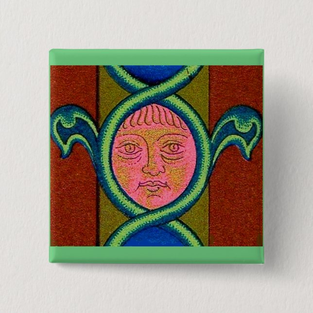 Badge Carré 5 Cm visage découvert du XVIe siècle (Devant)