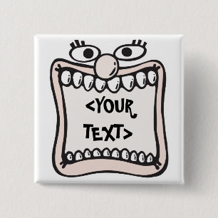 Badge Carré 5 Cm Visage drôle,<YOUR TEXT>