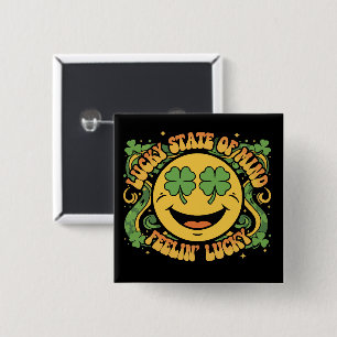 Badge Carré 5 Cm Visage Souriant Rétro de la Fête de la Saint-Patri