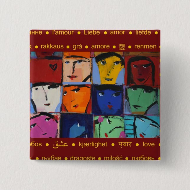 Badge Carré 5 Cm Visages (Devant)