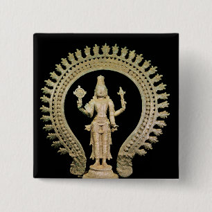 Badge Carré 5 Cm Vishnu, défunt Chola
