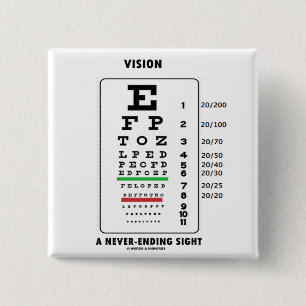 Badge Carré 5 Cm Vision une vue interminable (diagramme de Snellen)