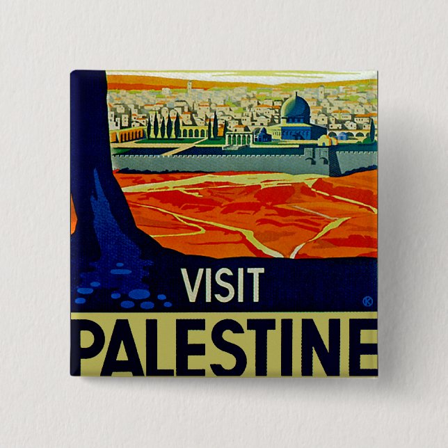 Badge Carré 5 Cm Visite Palestine (Devant)