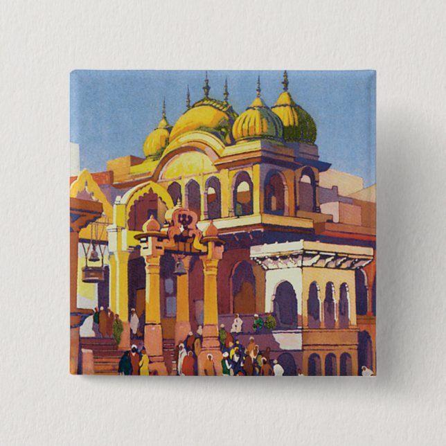 Badge Carré 5 Cm Visitez India Muttra (Devant)