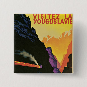 Badge Carré 5 Cm Visitez La Yougoslavie
