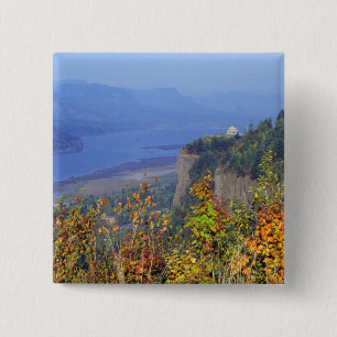 Badge Carré 5 Cm Vista House, haut sur Crown Point à l'embouchure