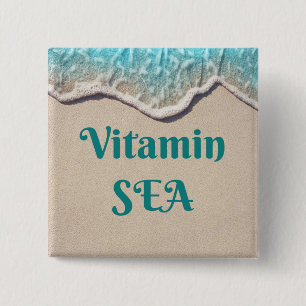 Badge Carré 5 Cm Vitamine SEA bouton Plage
