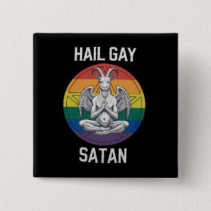 Badge Carré 5 Cm Vive Gay Satan Drôle Gothique Gothique Chèvre LGBT