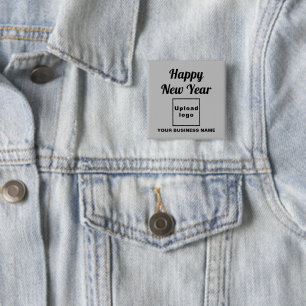 Badge Carré 5 Cm Vœu de Nouvel An professionnel sur un bouton carré