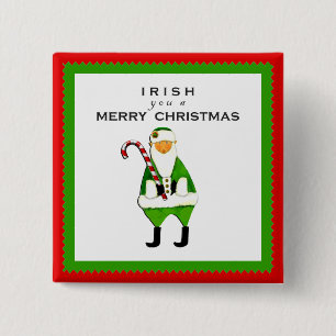 Badge Carré 5 Cm voeux de Noël irlandais