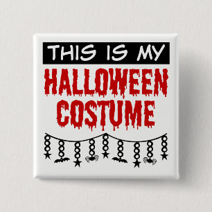 Badge Carré 5 Cm Voici mon costume d'Halloween Araignées chauves-so