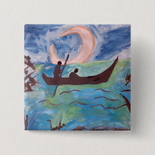 Badge Carré 5 Cm Voile en clair de lune