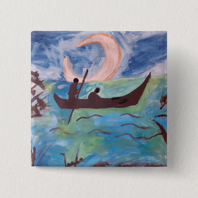 Badge Carré 5 Cm Voile en clair de lune (Devant)