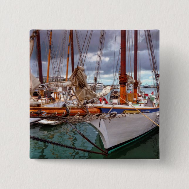 Badge Carré 5 Cm Voiliers Morred à Key West (Devant)