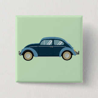 Badge Carré 5 Cm voiture cool bleu rétro avec des menottes