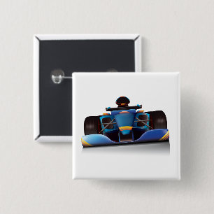 Badge Carré 5 Cm Voiture de course bleue