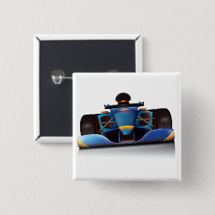 Badge Carré 5 Cm Voiture de course bleue