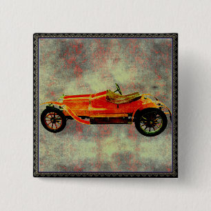 Badge Carré 5 Cm Voiture rouge vintage