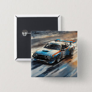 Badge Carré 5 Cm Voiture Sporty Blue Racing