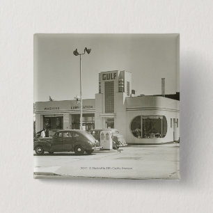 Badge Carré 5 Cm Voitures garées à la station service