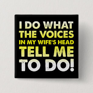 Badge Carré 5 Cm Voix dans le Pin drôle principal d'insigne du