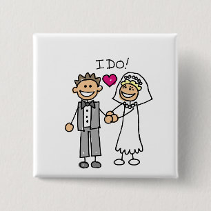 Badge Carré 5 Cm Voix d'échange de mariée et de chambre