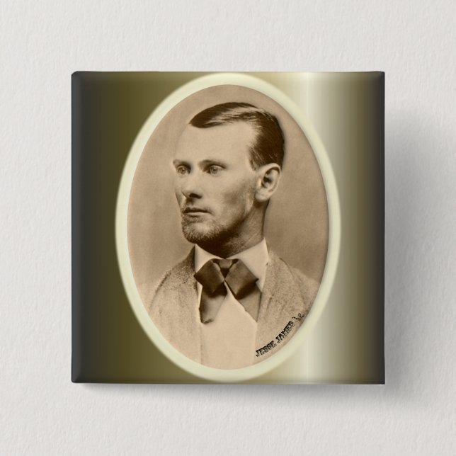 Badge Carré 5 Cm Voleur de banque proscrit par James de Jesse (Devant)