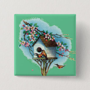 Badge Carré 5 Cm Volière vintage