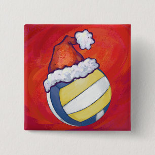 Badge Carré 5 Cm Volley-ball avec Casquette de Noël