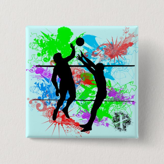 Badge Carré 5 Cm Volleyball (Devant)
