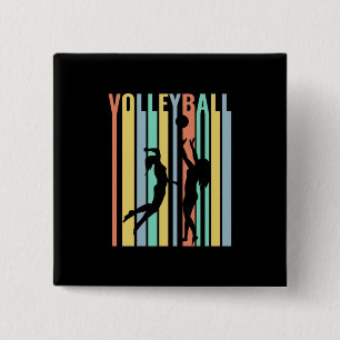 Badge Carré 5 Cm Volleyball Beach-volley Rétro