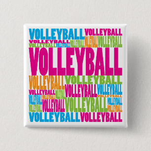 Badge Carré 5 Cm Volleyball coloré