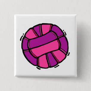 Badge Carré 5 Cm Volleyball rose et pourpre