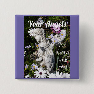 Badge Carré 5 Cm Vos anges sont toujours avec vous Floral Angel