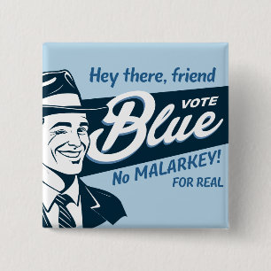 Badge Carré 5 Cm Vote bleu Retro Funny Guy Rectangle