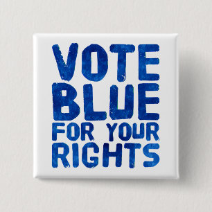 Badge Carré 5 Cm Vote Blue pour vos droits