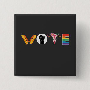 Badge Carré 5 Cm VOTE Books Uterus LGBT Support