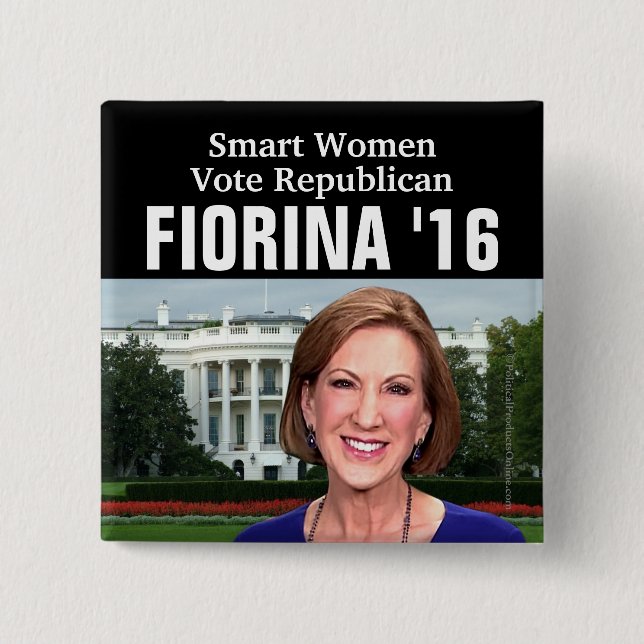 Badge Carré 5 Cm Vote futé Carly Fiorina républicaine 2016 de (Devant)
