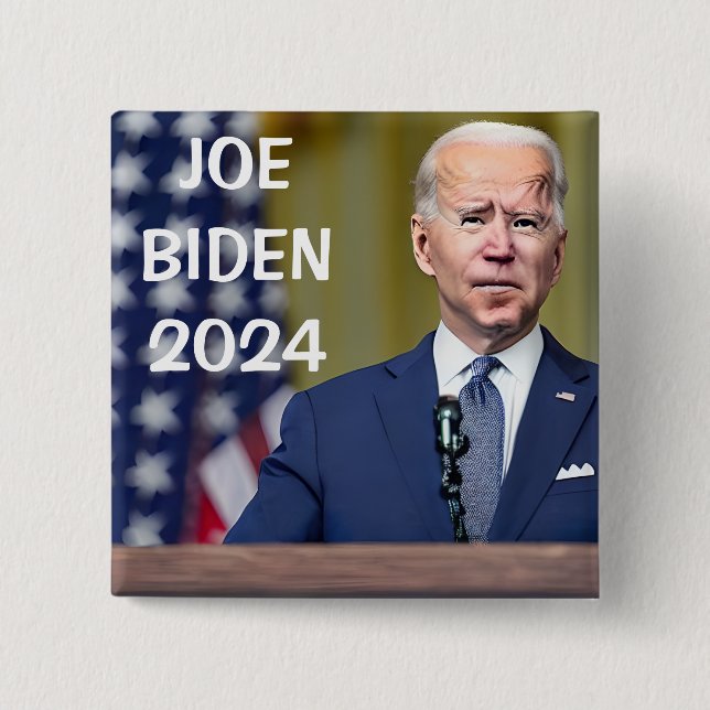 Badge Carré 5 Cm Vote Joe Biden | Élection présidentielle de 2024 (Devant)