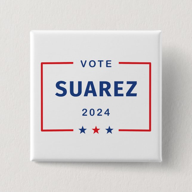 Badge Carré 5 Cm Vote moderne Francis Suarez 2024 Stars Box (Devant)