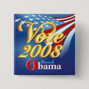 Badge Carré 5 Cm Vote Obama - bouton de campagne