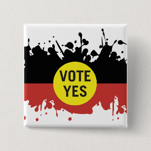 Badge Carré 5 Cm Vote Oui Voix autochtone au Parlement