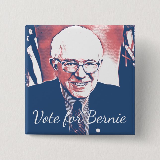 Badge Carré 5 Cm Vote pour Bernie Sanders Support Art numérique But (Devant)