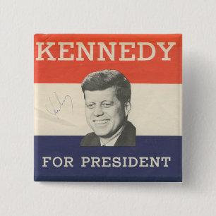 Badge Carré 5 Cm Vote pour le bouton d'élection de Kennedy