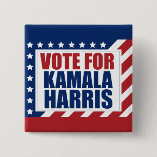 Badge Carré 5 Cm Vote pour le drapeau américain Kamala Harris