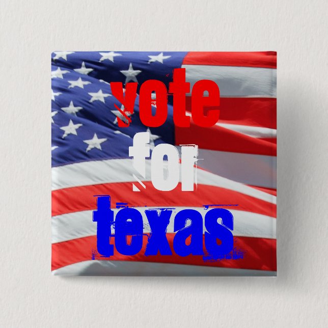 Badge Carré 5 Cm Vote pour le Texas, élections présidentielles (Devant)