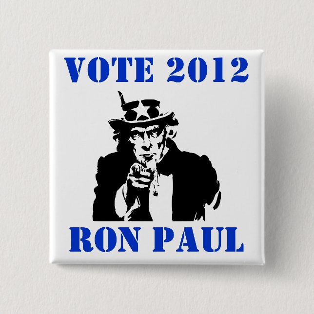 BADGE CARRÉ 5 CM VOTE RON PAUL 2012 (Devant)