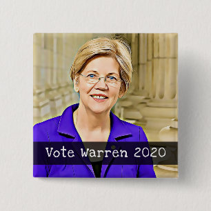 Badge Carré 5 Cm Vote WARREN 2020 Bouton de l'élection présidentiel