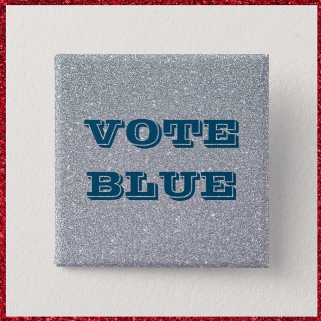 Badge Carré 5 Cm Voter la broche bleue (bouton lapin) (Créateur téléchargé)